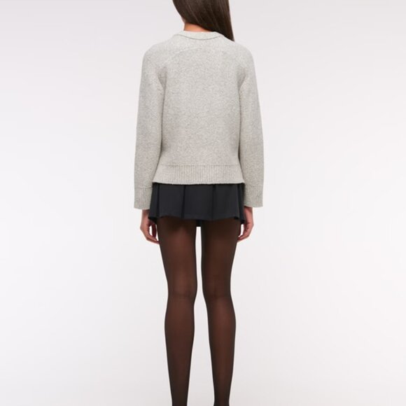 Abercrombie & Fitch Madeline Textural Crew Sweater Light Gray - Picture 6 of 9